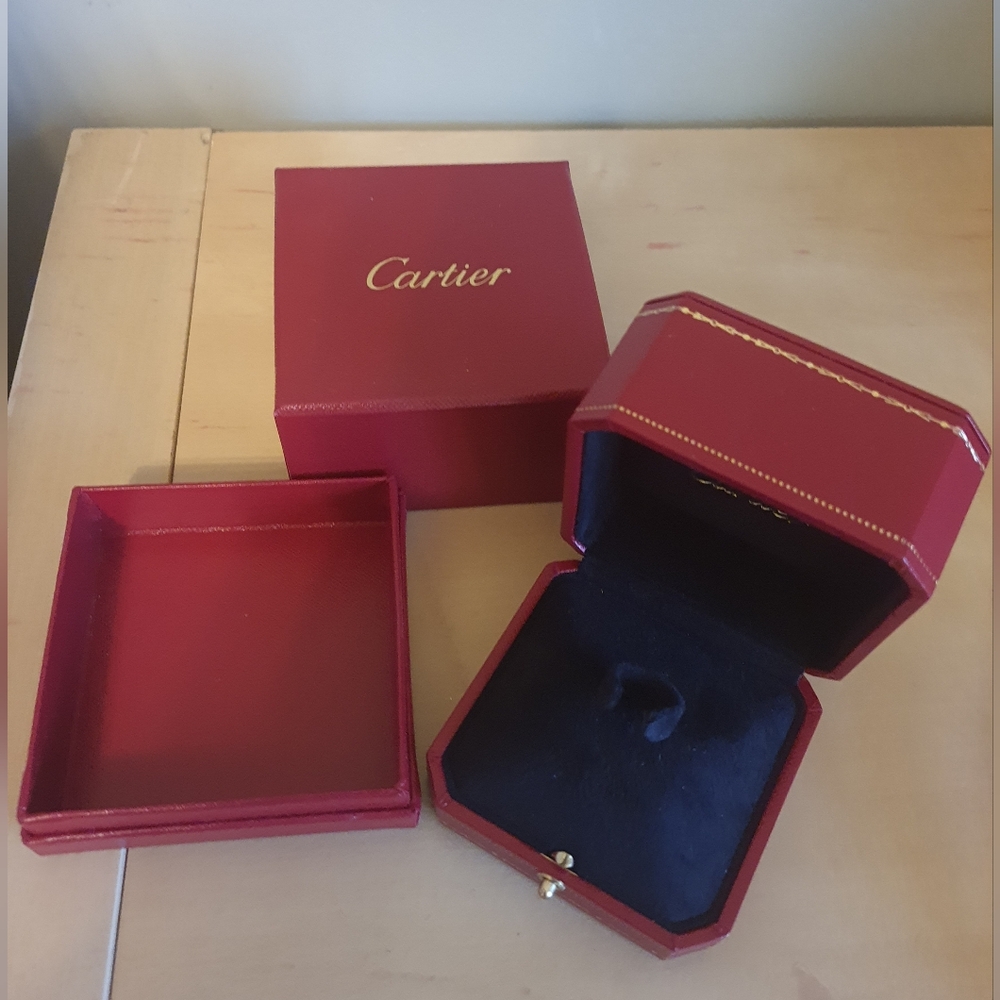 Authentic Cartier Burgundy Box with Gold Accents